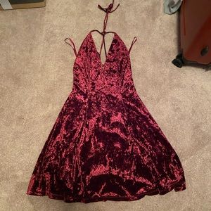 Crushed Red Velvet Formal Dress